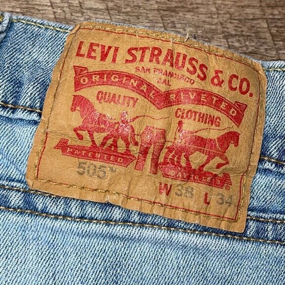 Levi's 505 Mens Classic Straight Leg Jeans Blue Denim Medium Wash Size W38 L34 - Picture 8 of 9